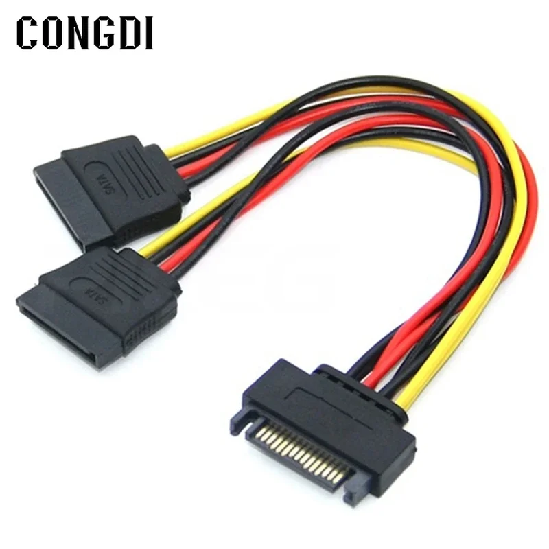 SATA II Hard Disk Power Cable 15Pin SATA Male To 2 Female Power HDD Splitter Connector 20CM Y 1 To 2 Sata Extension Cable Adapt