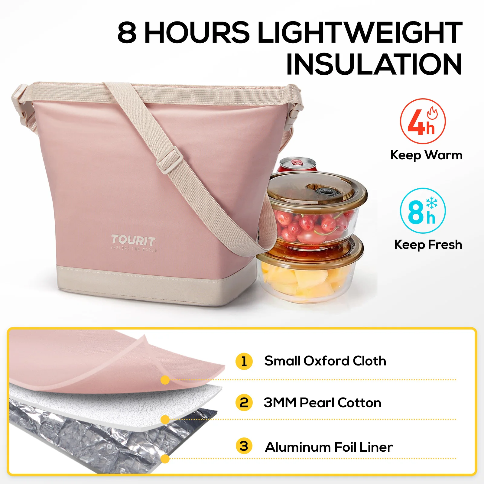 Portable Lunch Bag for Women Insulated Lunch Box Tote Waterproof Office Food Shoulder Bags Cooler bag Thermal bag Bento Pouch