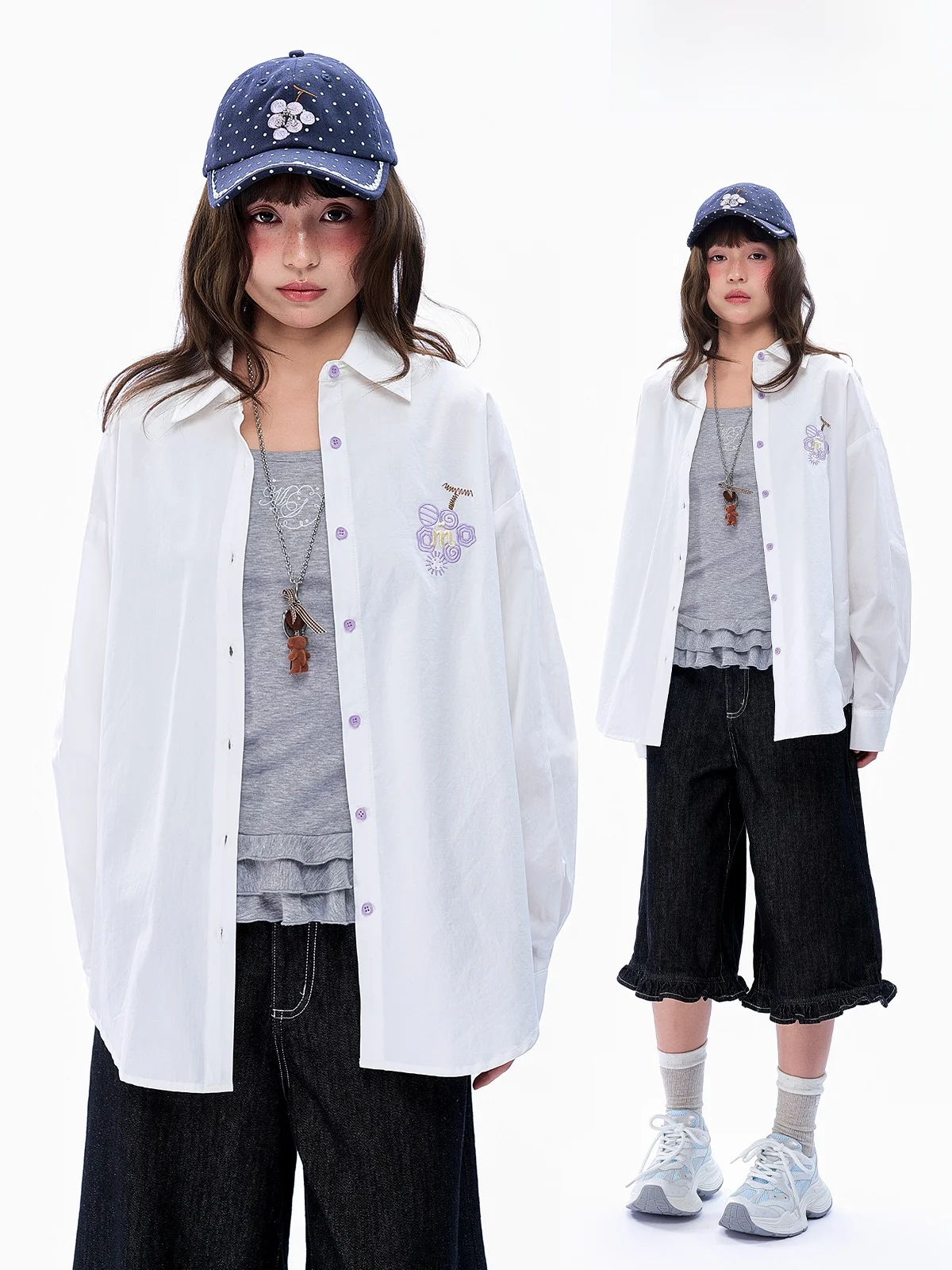 

Весна 2026: Женская свободная повседневная рубашка-кардиган Masoomake с вышивкой, белая, с воротником, длинным рукавом, из дышащего хлопка