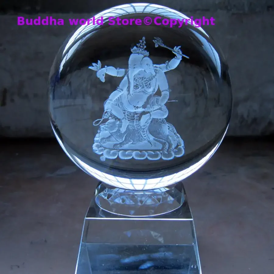 Thailand Japan India HOME Store God of wealth Good luck Recruit money CAI SHEN GANESH Ganesha 3D FENG SHUI Crystal ball talisman