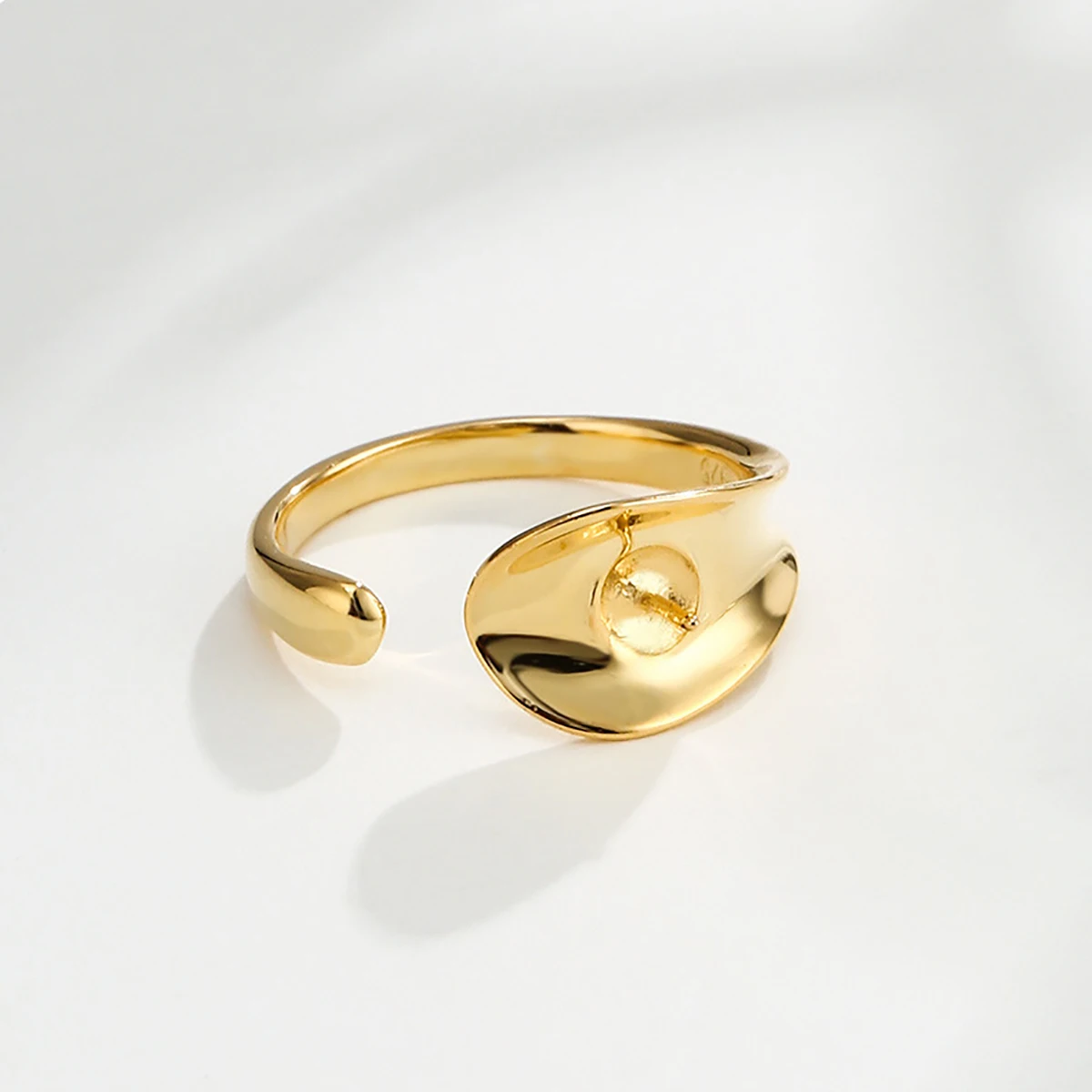 925 Sterling Silver Open Ring Blank Base fit 4mm Setting Cup for Half Drilled Pearl Bead  DIY Ring jewelry Making Supplies