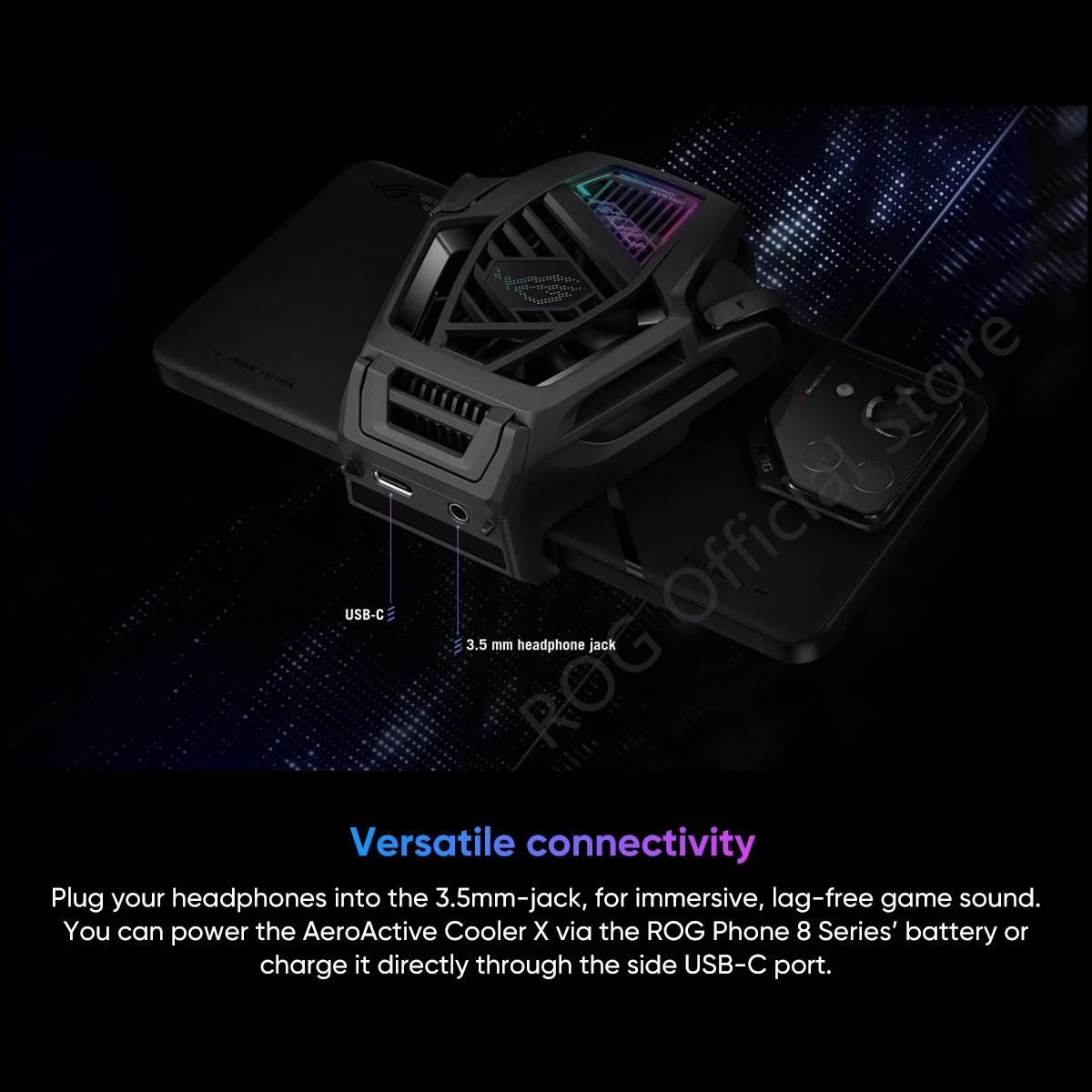 ASUS ROG AeroActive Cooler X para ROG Phone 8/ROG Phone 8 Pro Funcooler Suporte para ventilador de refrigeração ROG Gaming Phone Acessórios