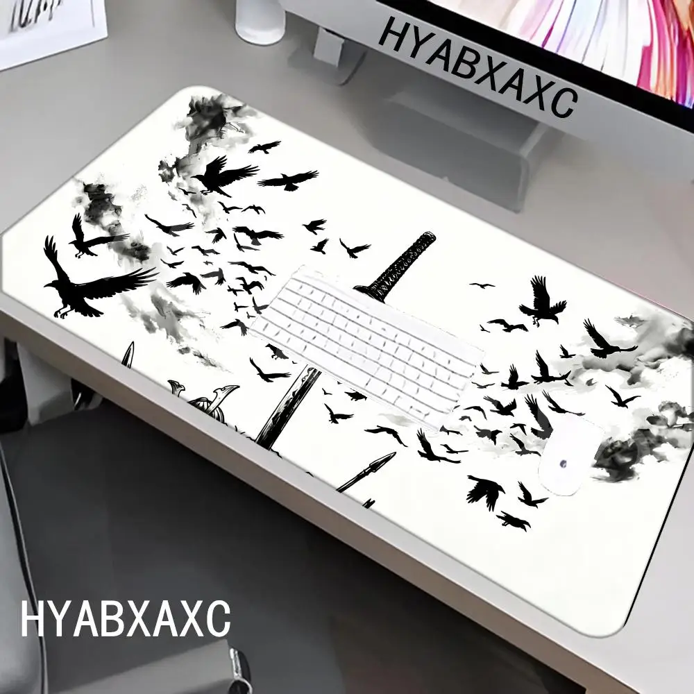 

HYBXAXC Crow Samurai Sword Art Mouse Pad Japanese Style Non Slip Rubber Desk Mat For Gaming Office Computer Laptop