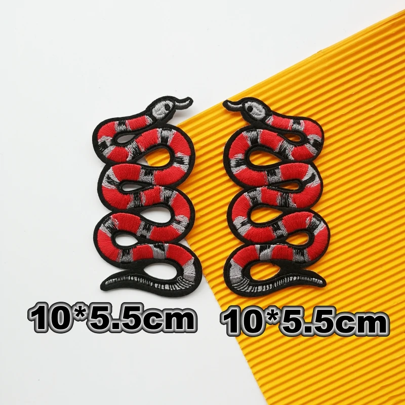 embroidery red snake iron on patch,serpents badges,animals snakes appliques,cartoon patches for clothing PW2272911