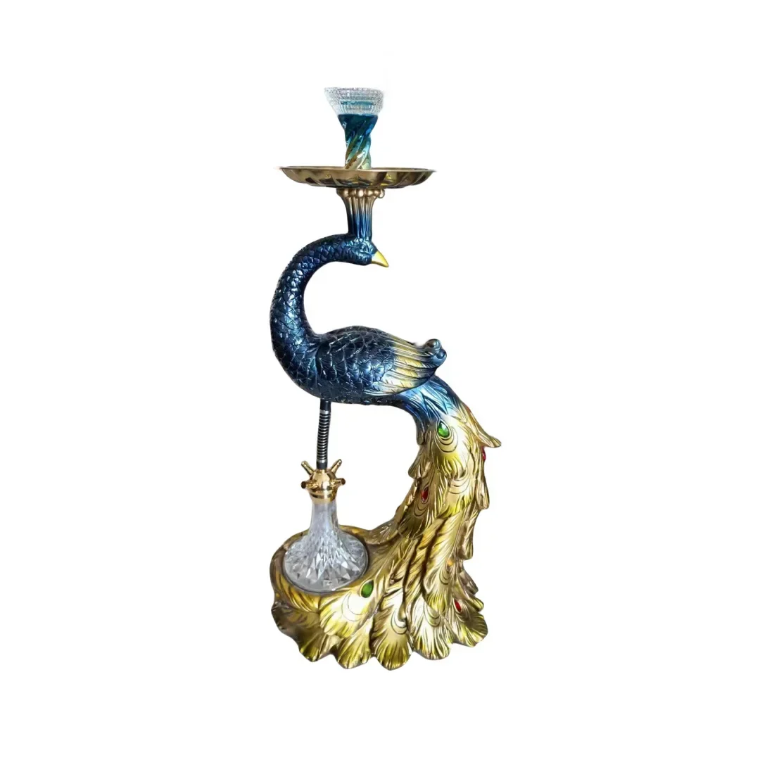 1meter Factory direct sales light luxury style resin beautiful peacock shape large size hookah set shisha with foam package