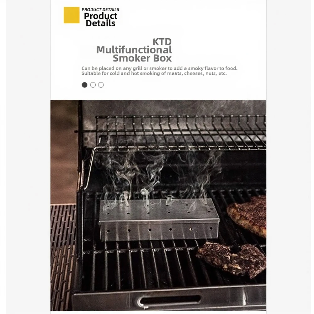 Grill-Friendly Stainless Steel Charcoal Box for Flavor Infusion Using Traditional Hardwood and Fruitwood Varieties