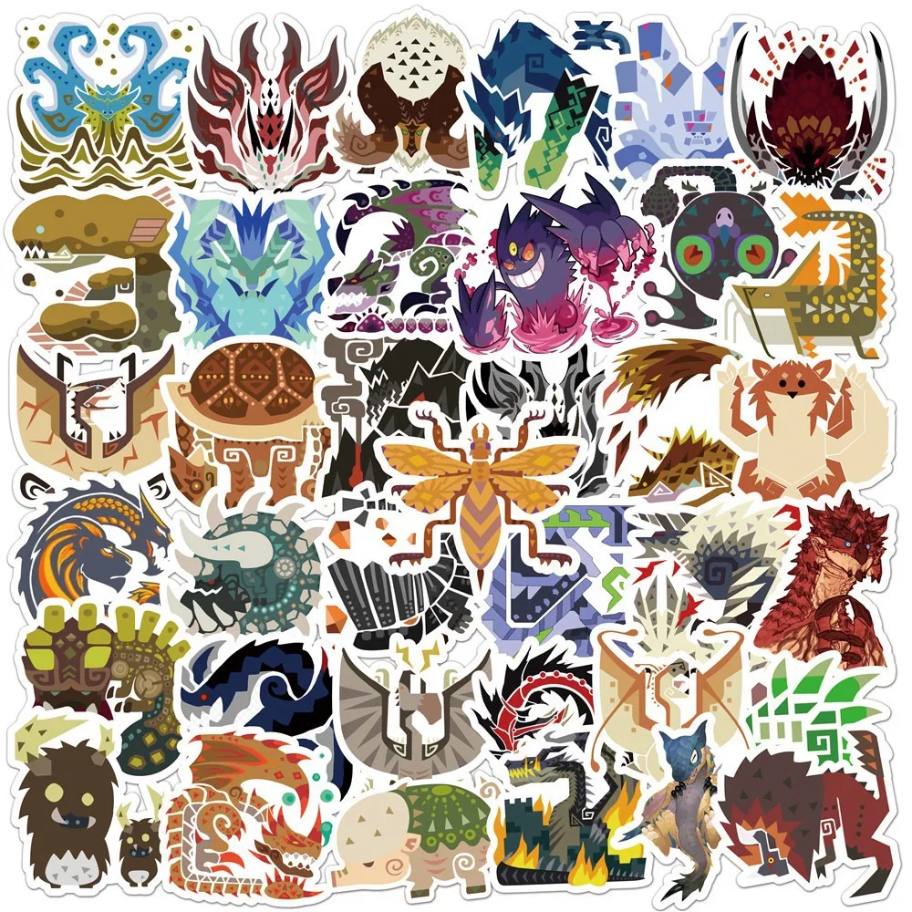 50PCS Monster Hunter Cartoon Spiel Aufkleber DIY Laptop Gepäck Skateboard Graffiti Aufkleber Aufkleber für Kind Spielzeug