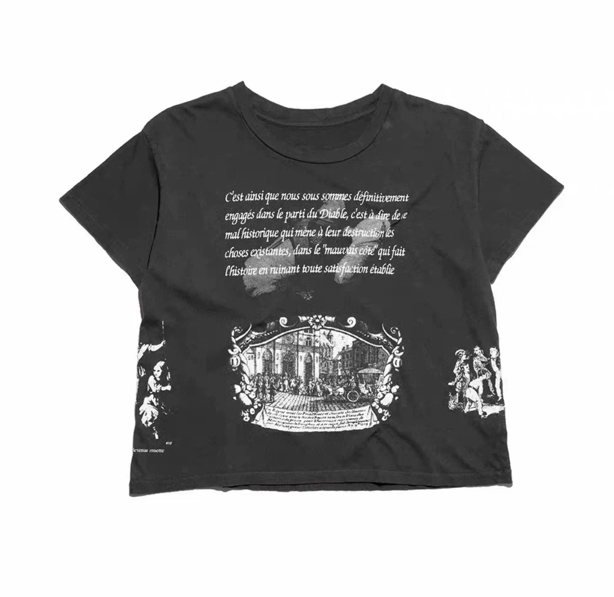 ER/D 25fw letter carriage boxy round neck washed short-sleeved T-shirt