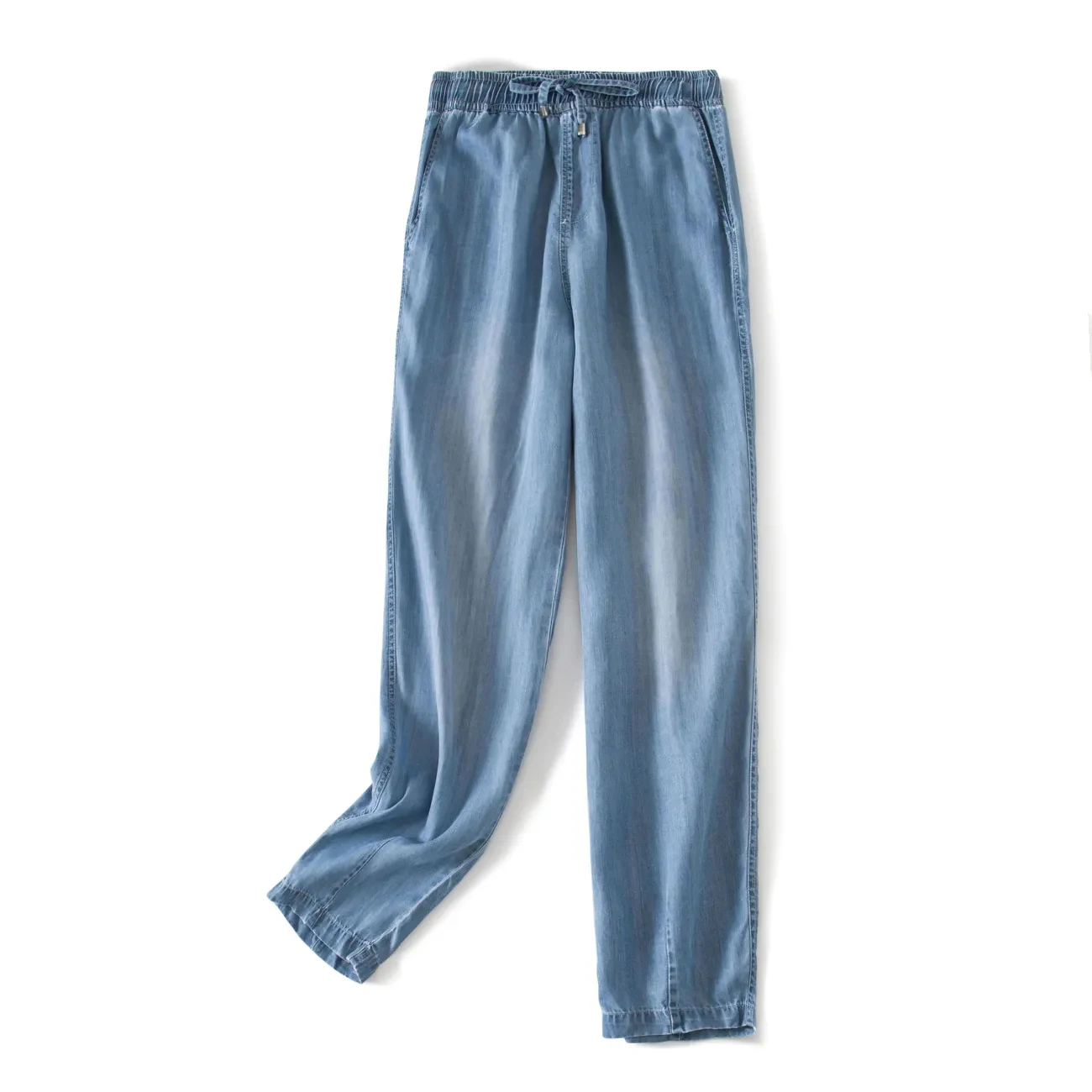 Thin Denim Lyocell Elastic High Waist Wide-Leg Loose Women's Pants Jeans Korean Fashion Ankle-Length Pants For Women JJ135