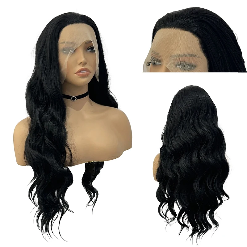

20-26 Inch Black Wavy Curly Hair 13x4HD Front Lace Hand-Hooked Composite Hair Is Suitable For Ladies' Daily Party Halloween Wigs