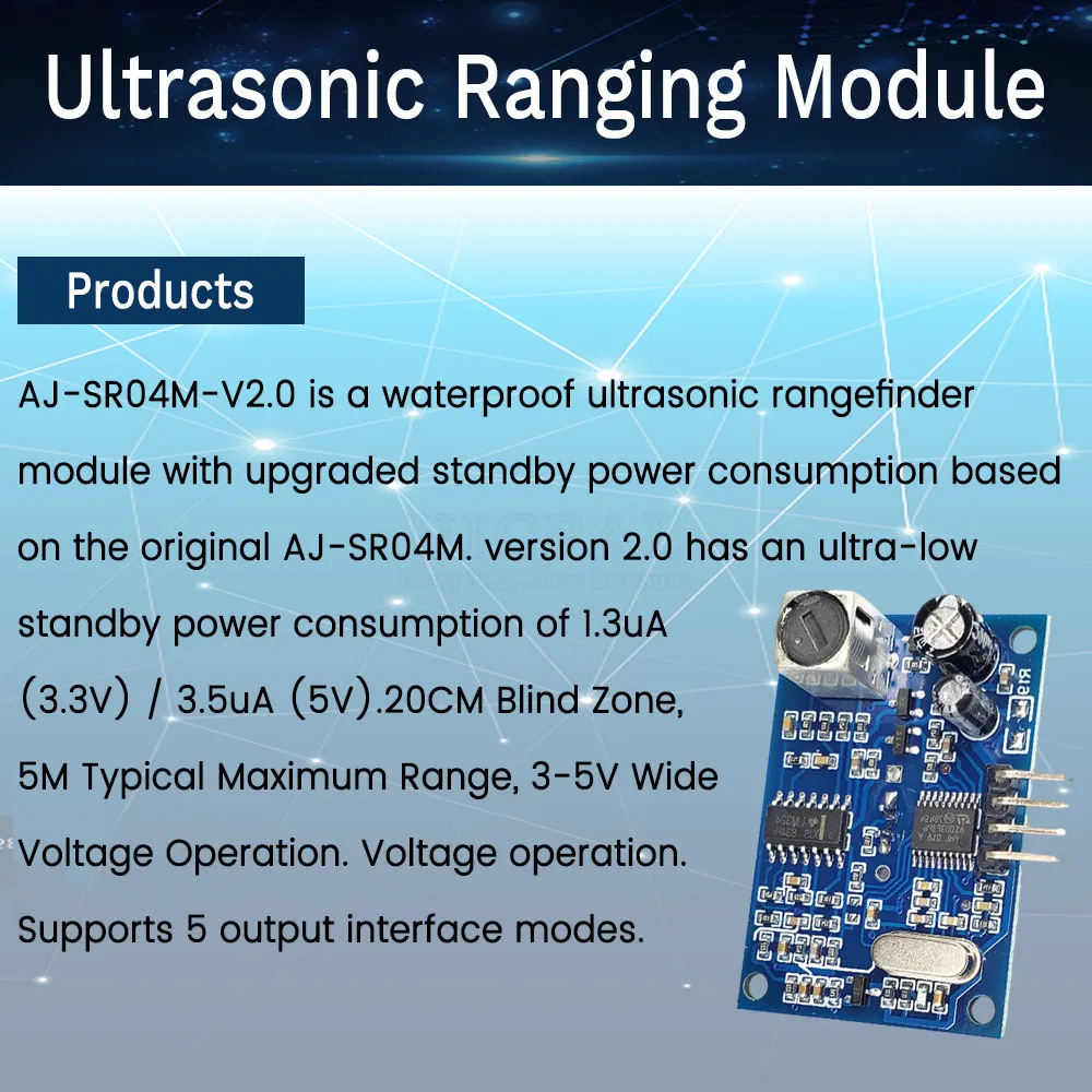 for AJ-SR04M Ultrasonic Ranging Sensor Module Waterproof with 2.5M Cable Probe Distance Measuring Sensor for Arduino 20-450CM