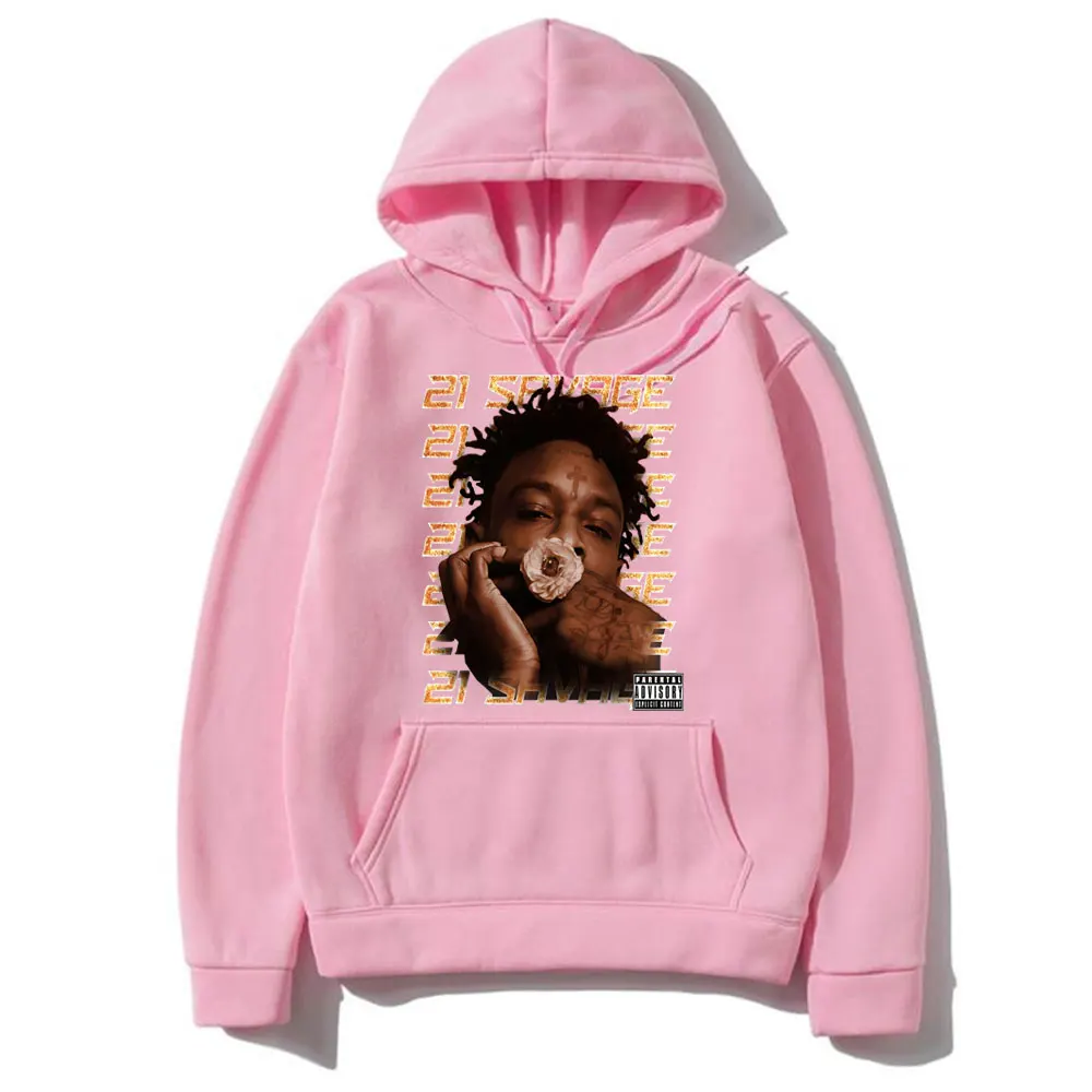 Rapper 21 Savage Graphic Hoodie Men's Hip Hop Vintage Hooded Sweatshirt Male Fashion Rap Oversized Hoodies Men Black Streetwear