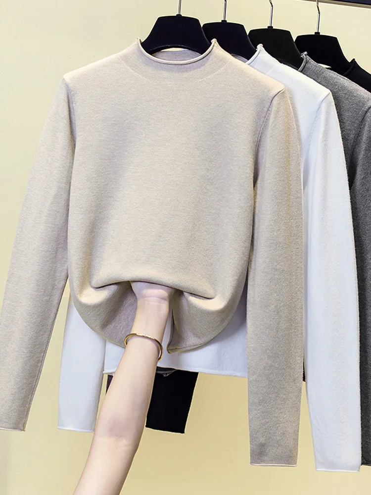 

Korean Basic Knitted Turtleneck Sweater Tops Women Long Sleeve Knitwear Pullover Autumn Winter Casual Loose Fashion Jumpers