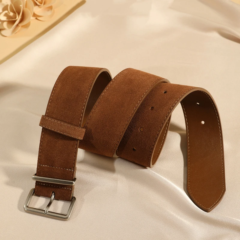 Женский эластичный широкий ремень из натуральной кожи и замши, поясные ремни для платьев-туников и пальто