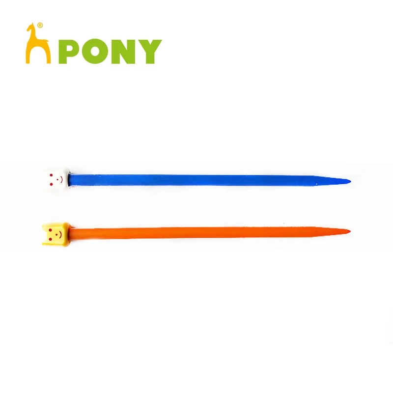 Pony Children's 18cm Knitting Needles, Colourful Animal Design, Single-Point Straight