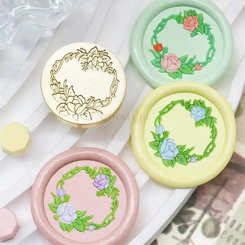 25mm 3D Relief Floral Border Wreath Sealing Wax Stamp Lotus Swallow Pine Tree For DIY Envelope Card Wedding Gift Scrapbooking