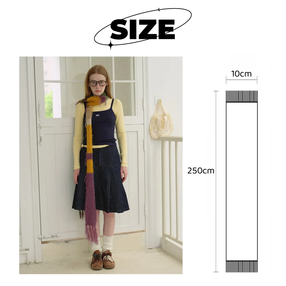Women's Soft Knitted Color Block Stripe Tassel Scarf for Fall Winter