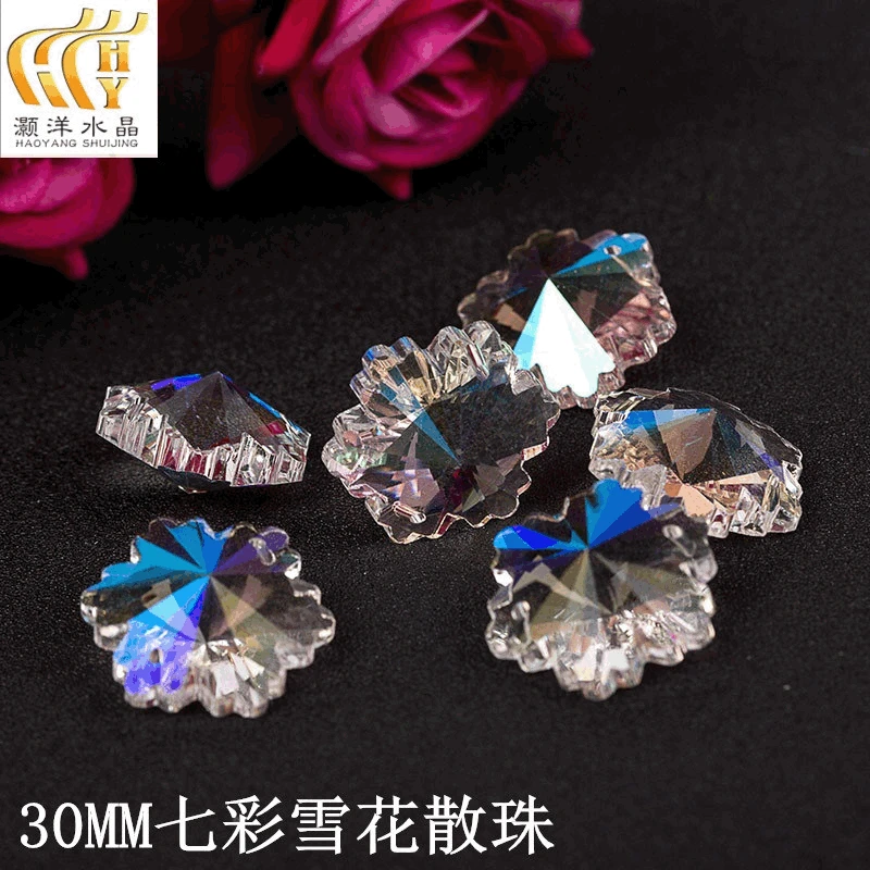 camal ab color crystal snowflake loose beads glass chandelier pecas de iluminacao acessorios cortinas faca voce mesmo buracos 30 mm 10 pcs 01