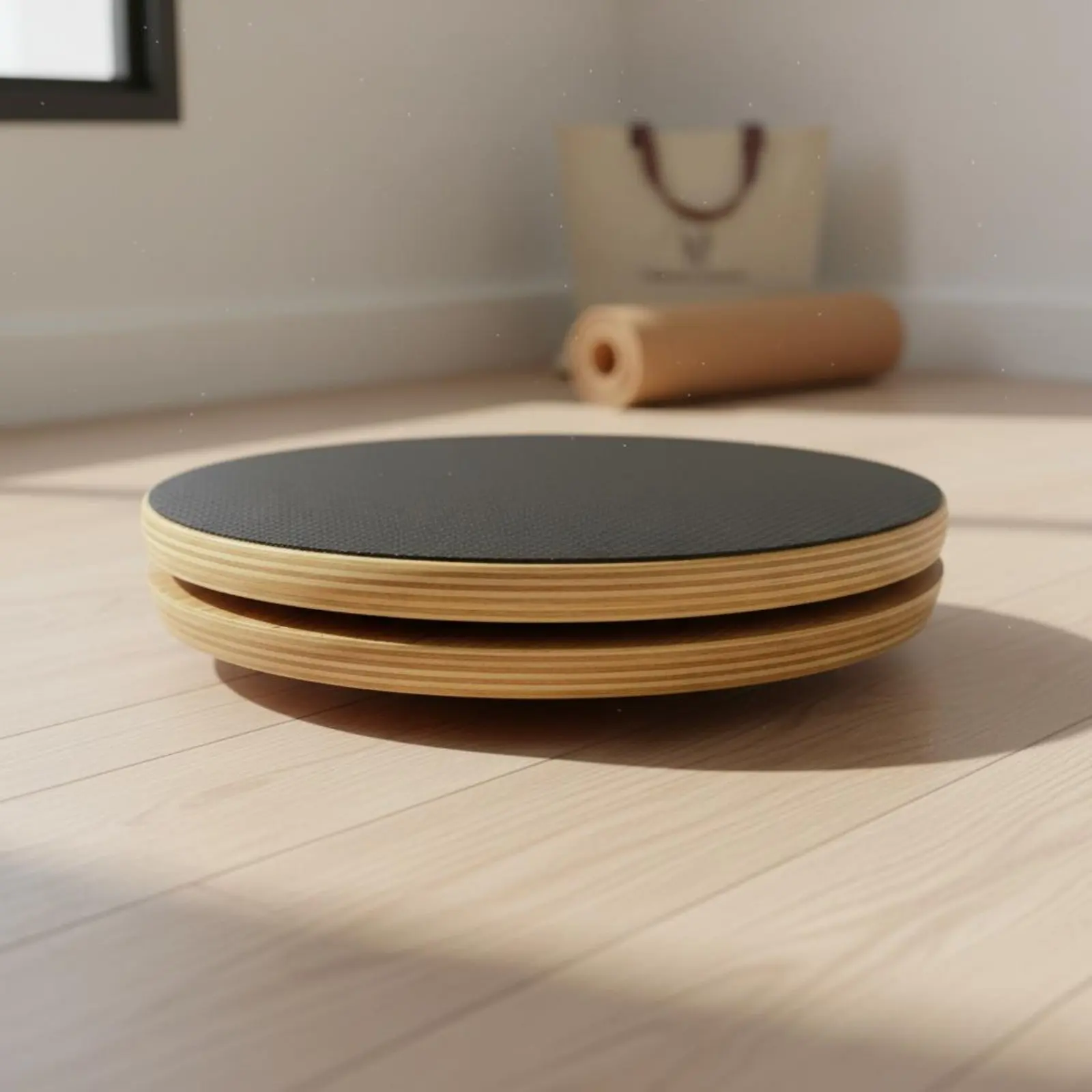 Picture 7: 2 Pieces Wooden Pilates Disc Solid Wood Pilates Rotation Board Wooden Exercise Rotator Stretching Rotating Disc for Women