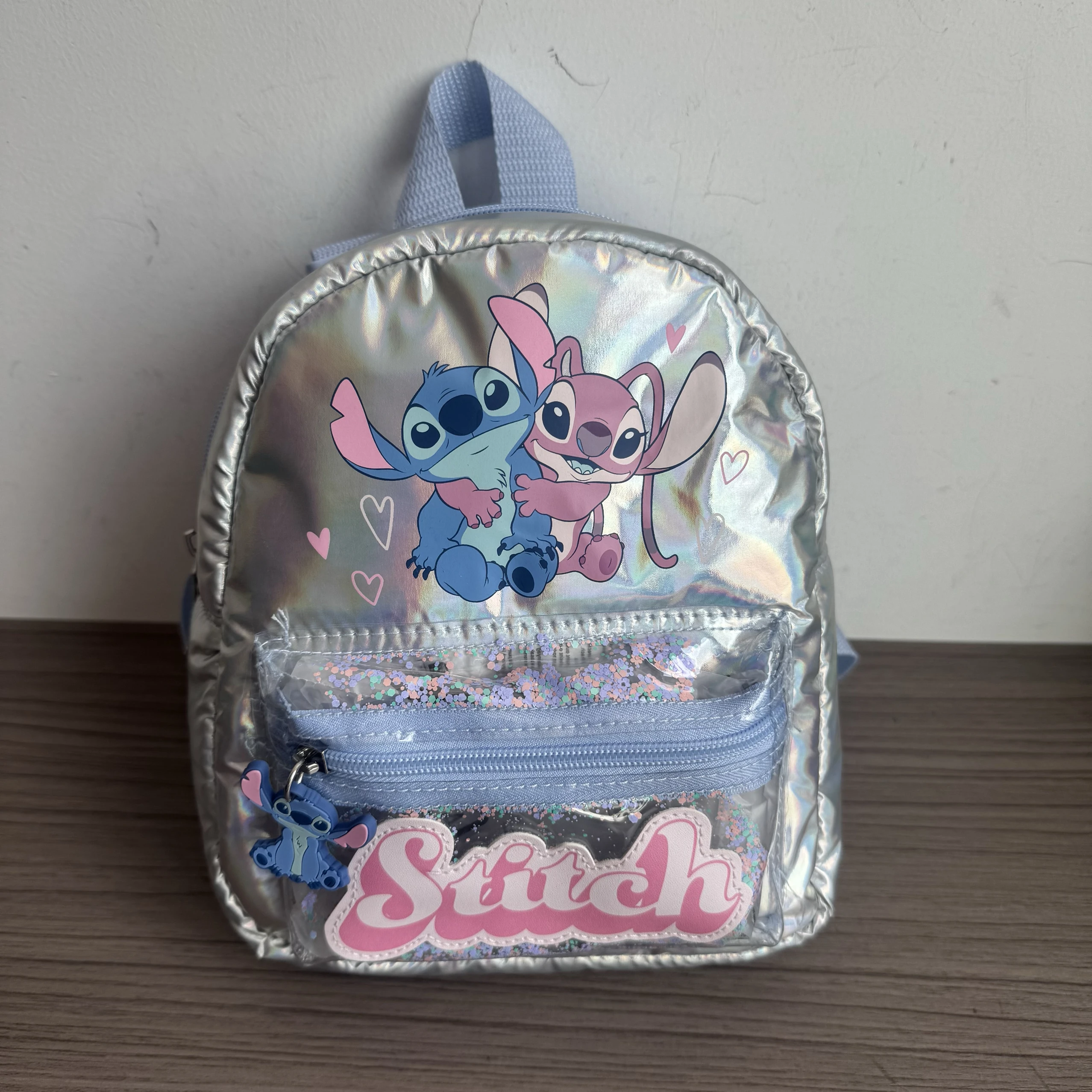 

Оригинальный блестящий кожаный аниме-рюкзак Disney Stitch для детей и девочек, рюкзак для покупок, подарок на Рождество и день рождения