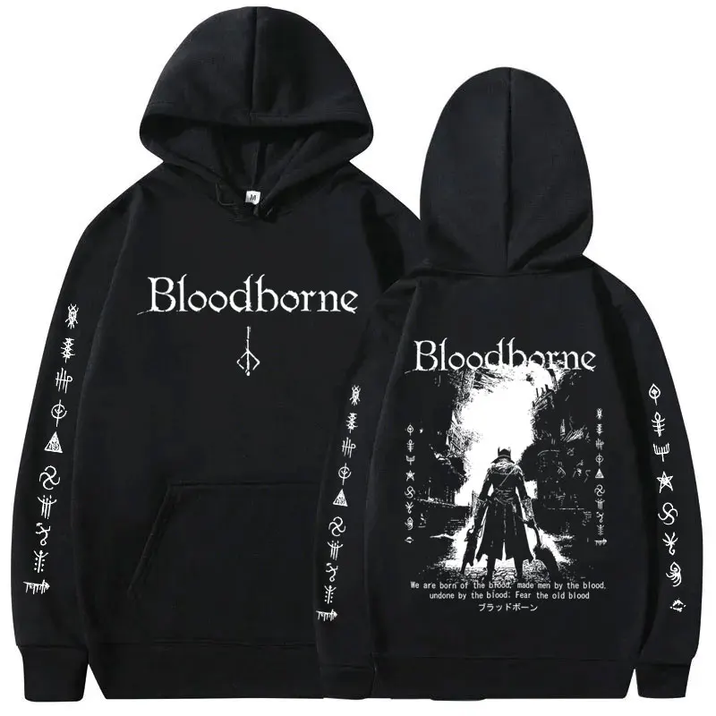 

Game Bloodborne Fear The Old Blood Graphic Hoodie Horror Hunter Merch Streetwear Men Women Casual Vintage Oversized Sweatshirt