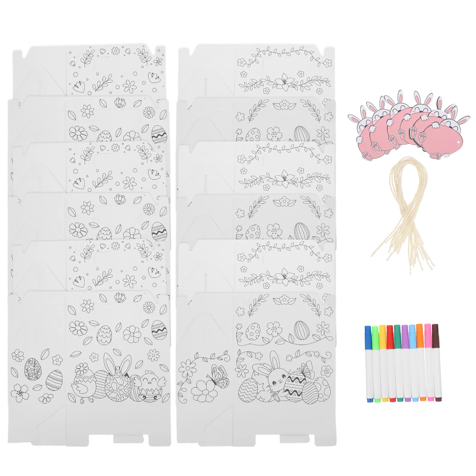 

1 set Creative Easter Candy Boxes 1 Set Diy Blank Graffiti Craft Container Kids Party Decor Handle Portable Storage Small Treats