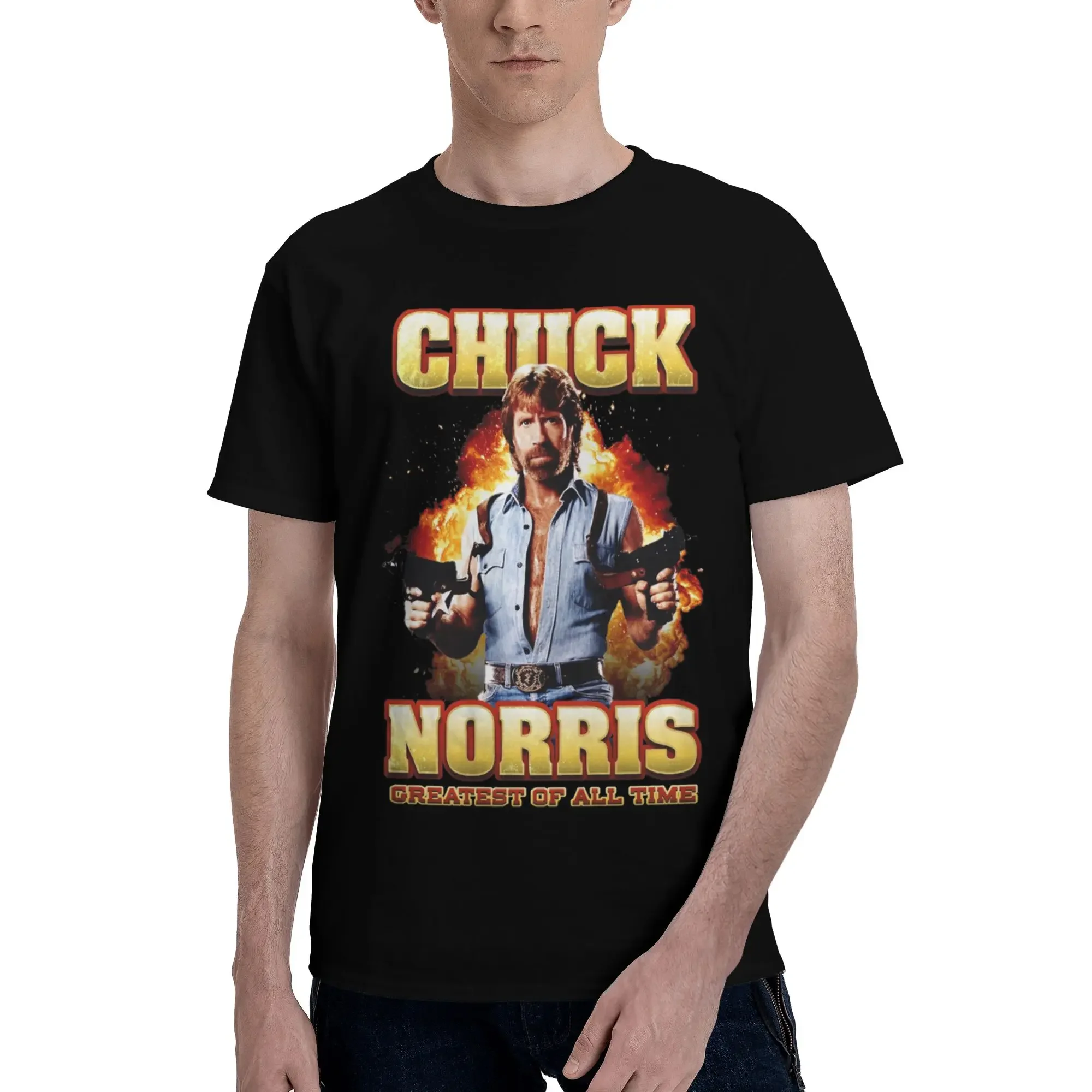 Chuck Norris Greatest of all Time Essential 100% Cotton T-Shirt Men's Oversized T Shirts Men Round Neck Short Sleeve S-6XL