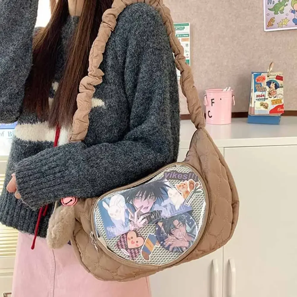 Zipper Bag Love Heart Lace Itabag Ox Cloth Preppy Style Space Cotton Transparent Bags Korean Style Y2k Shoulder Bag Outdoor - view 3