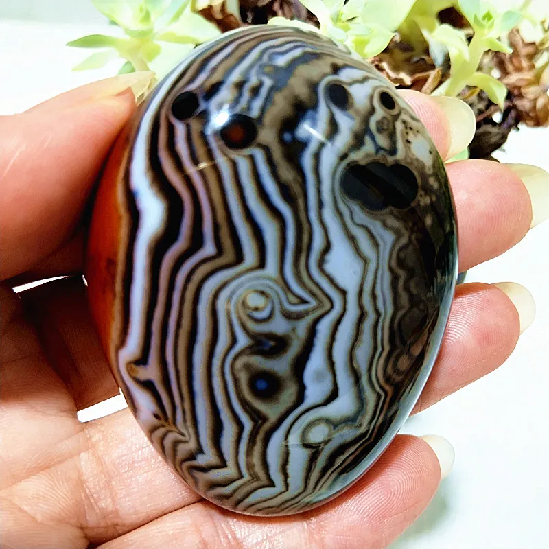 Natural Crsytal Lace Sardonyx Agate Palm Stones Meditation Spiritual Healing Heart Cure Feng Shui Crsytal Gem Room Decoration