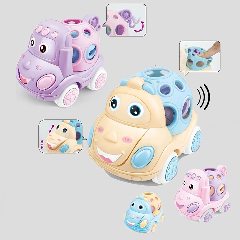 Sonajero sensorial para gatear para niños de 6 a 12 meses, rollo de camión de empuje y Go, sonajero para coche, juguetes para recién nacidos, desarrollo temprano, juguetes para coche de dentición