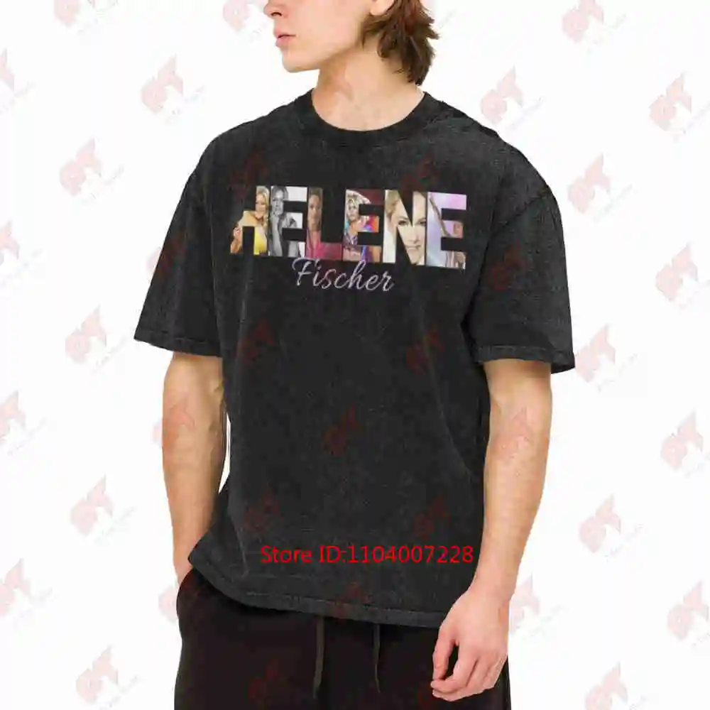 Helene Fisher Sticker Vintage Washed Tee Pure Cotton T-Shirt