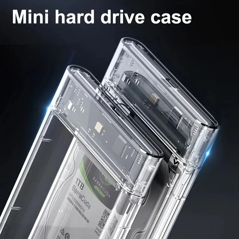 2.5 Inch HDD SSD Case SATA to USB 3.1 Type C 4TB Transparent External Hard Drive Housing Compatible UASP SATA III Laptop