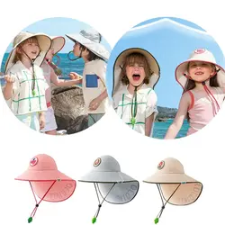 Sun-Shade Fisherman Hat Children's Sun Protection Hat with Whistle with Cape Sun Hat Camping Alpine Cap Adjustable UV Protection