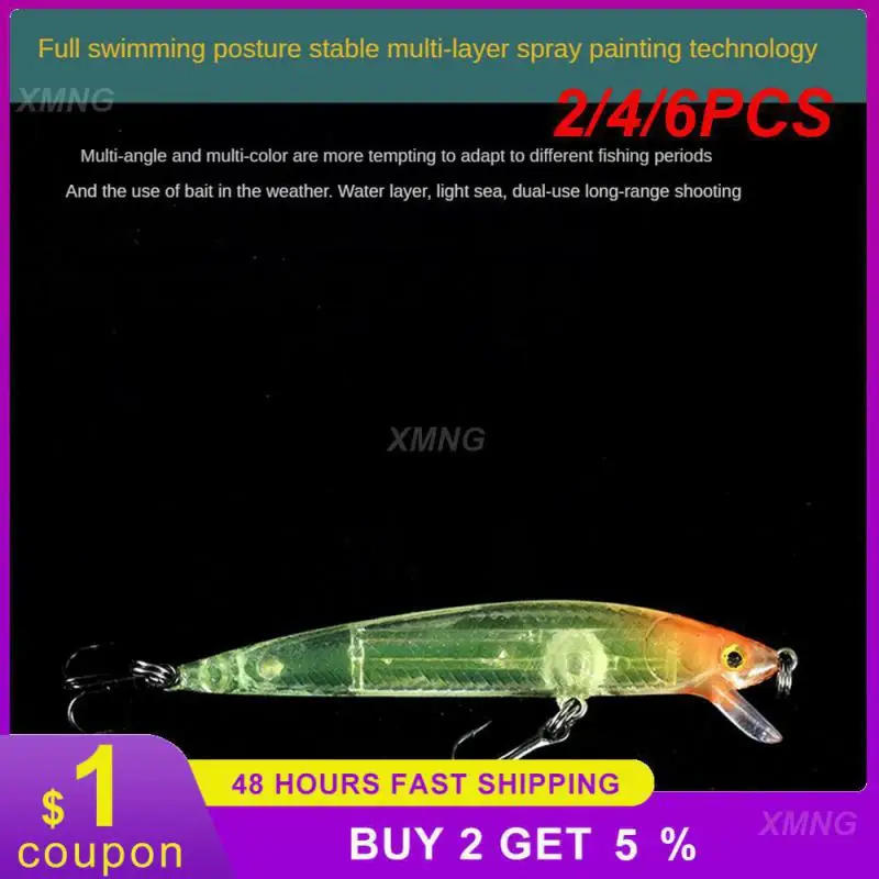 2/4/6PCS Luya Bait Floating Water Fishing Goods For Fishing 7.8g/4.6cm Fake Bait Double Hook Fishing Equipment Lures For Fishing