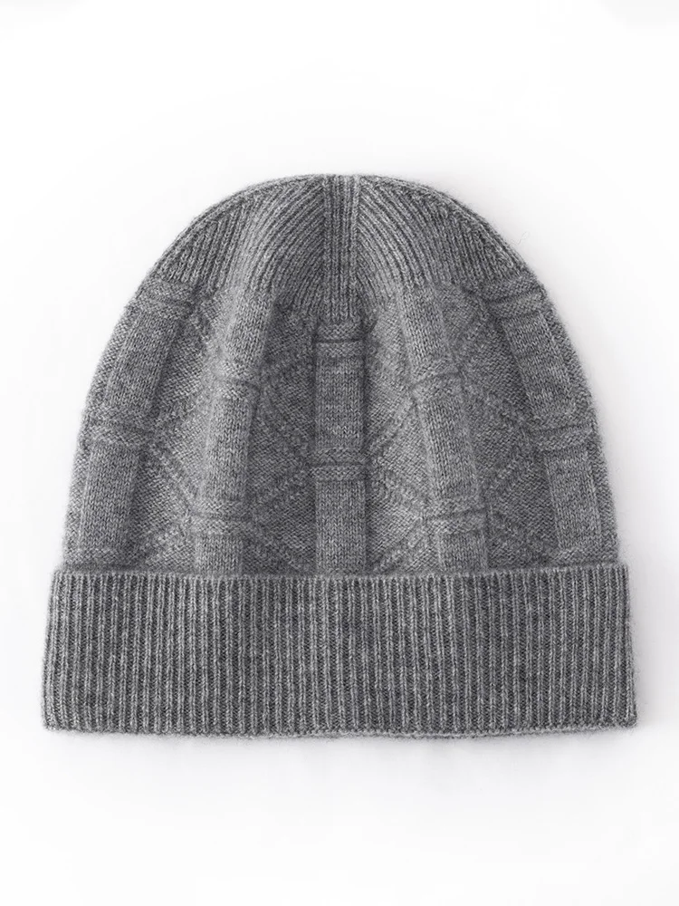 TLOML Women's 100% Cashmere Hat Bamboo-knit Floral Cap Autumn Winter Warm Soft Pullover Caps Casual Cashmere High Quality Hat