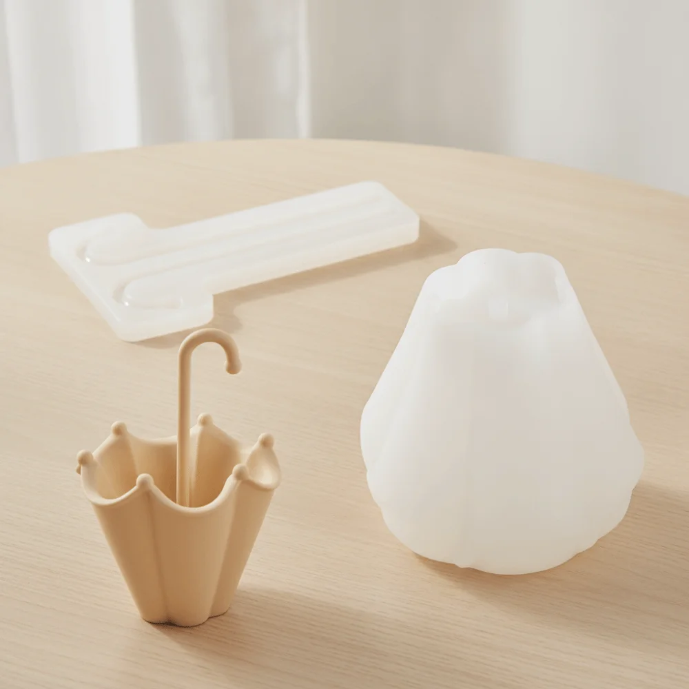Multi-functional Silicone Umbrella Shape Candle Cup Mold Flexible Non-stick Umbrella Ornament Mold 3D DIY Flower Pot Mold Wax