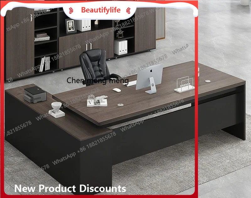 

Desk Simple Modern Office Furniture Large Class Desk President Supervisor Desk and Chair Combination H