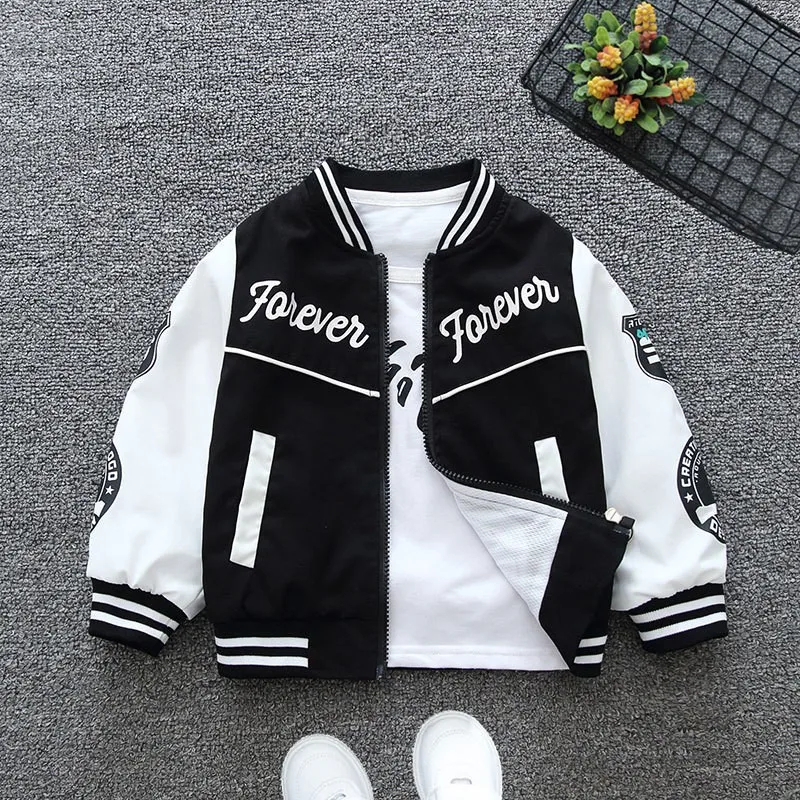 Boys Baseball Jacket Autumn Windbreaker Children Girls Outerwear Sports Casual Clothing Christmas Birthday Gift 2-12 Year Old