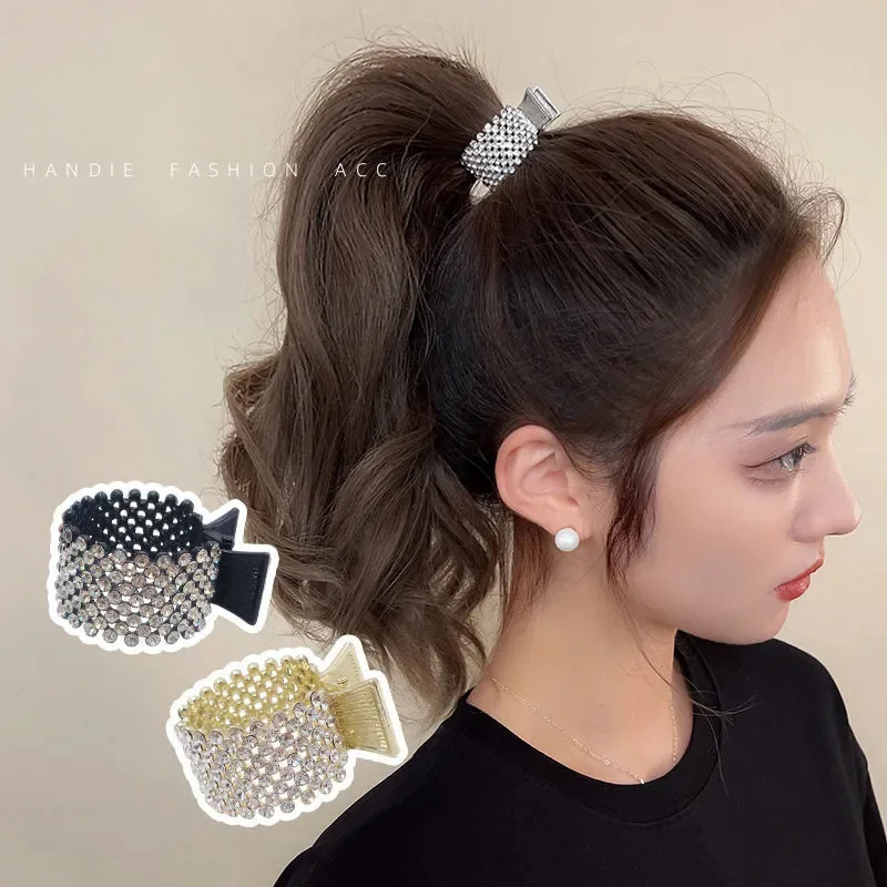 

2022 New Pearl Rhinestone Hair Claws Girl High Ponytail Clip Fixed Hairpin Claw Clip Advanced Sense Hair accessories Headwear