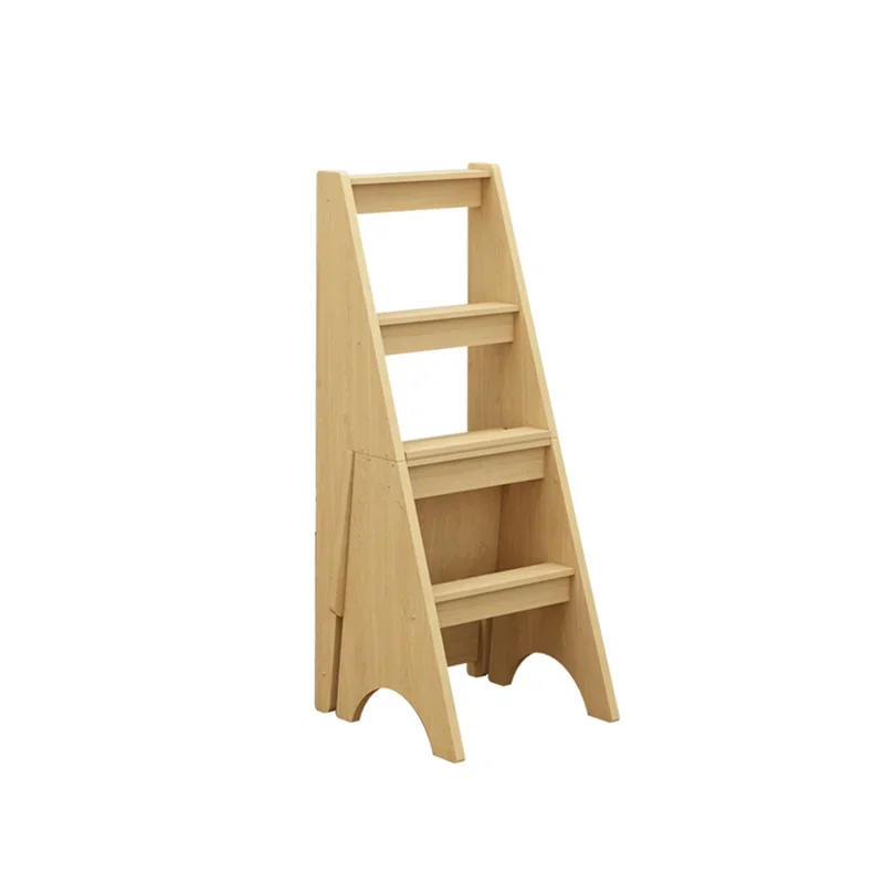 

Dual-Purpose Stair Chair Trestle Ladder Chair Solid Wood Folding Step Stool Indoor Home Multifunctional Ladder Four-Step Ladder