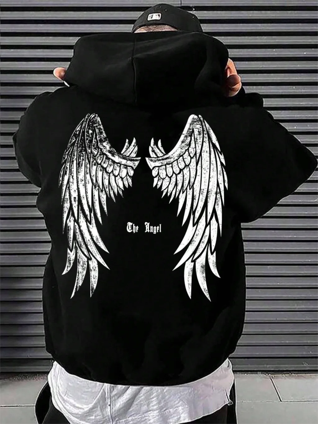 Angel's Wings Printing Men Hoody O-Neck All Match Loose Sweatshirt Fashion Fleece Basic Daily Comfortable Hoodie Autumn Clothes