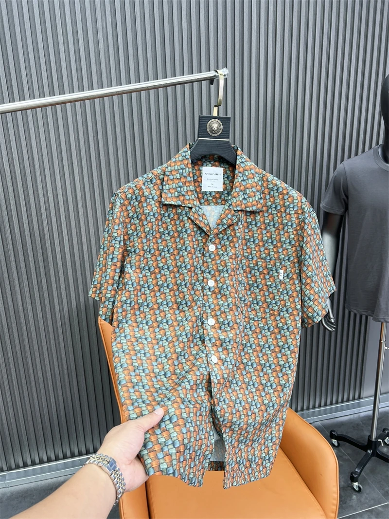 

Svip Ретро кубинский воротник с принтом Повседневная ort Sve Мужская irt Faionable Летняя легкая роскошная подставка Pampa&