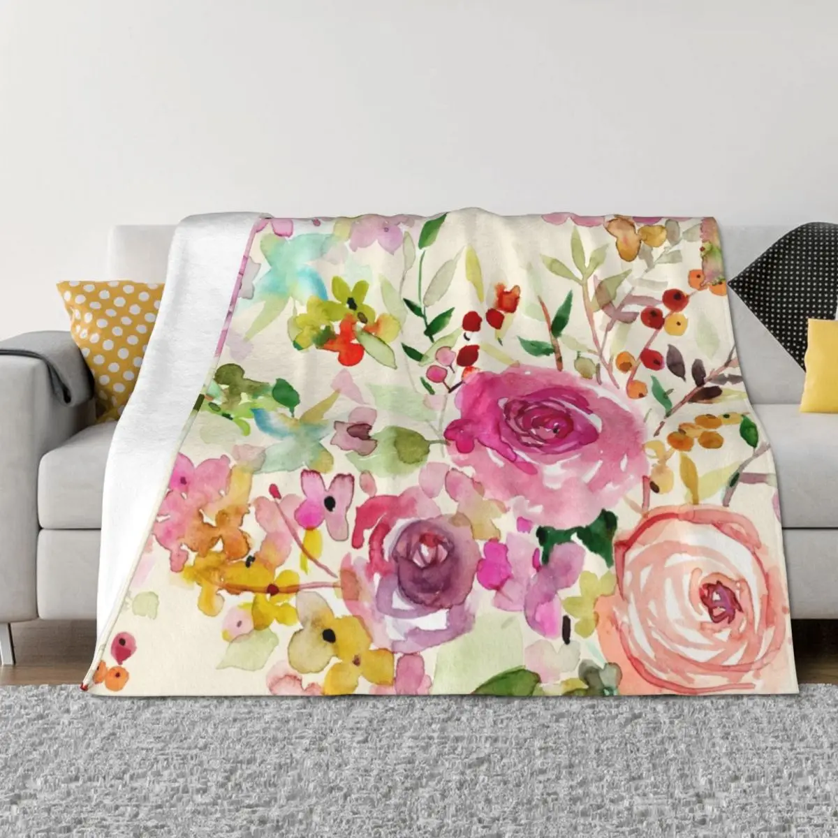 

Romantic watercolor roses Throw Blanket Giant Sofa Beach Beautifuls Luxury St Blankets