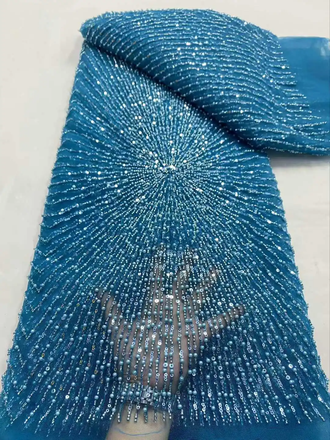 قماش دانتيل نيجيري أفريقي عالي الجودة، أقمشة للخياطة بالمتر، ترتر، 2025، تول، فساتين زفاف، تطريز، شبكة، 5 ياردات