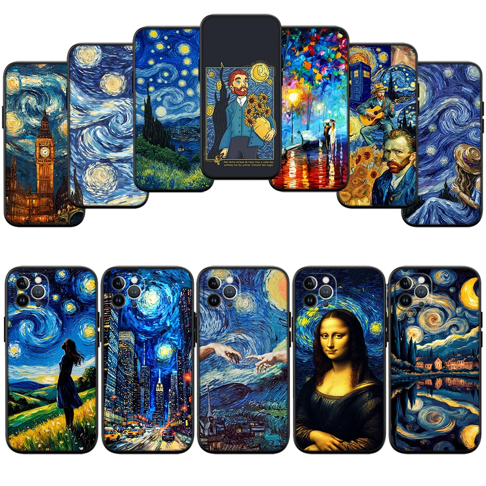 IO72 Starry Night Van Gogh Painting Phone Case for Samsung Galaxy Note 10 20 S23 S22 Ultra FE Plus M06 M15 M16 M35 M55
