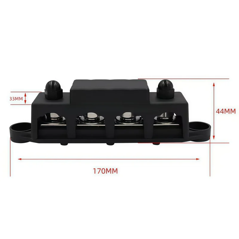 12V-48V 250A Bus Bar Terminal Battery Power Distribution Block With Cover M8 M10 Screw 4 for Automobile Boat RV Truck
