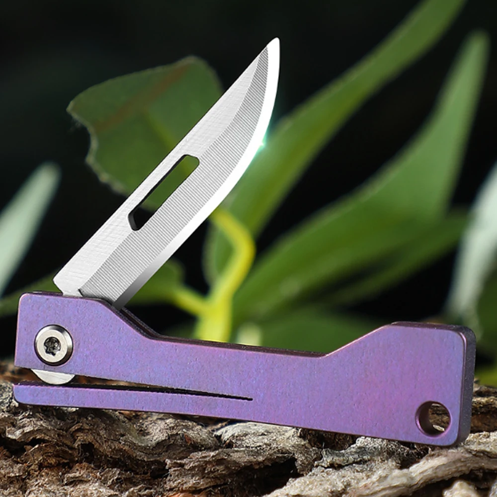 Imagem -05 - Titanium Alloy Mini Folding Knife Edc Portable Keychain Pendant Knife Express Desembalagem Bolso Edc Tool Gift Tc4