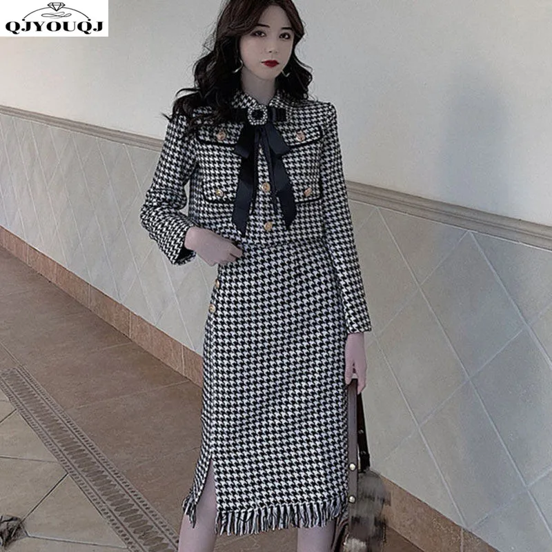 

Autumn and Winter Korean Edition New Small Fragrant Skirt Set Light Mature Fashion Two piece Set