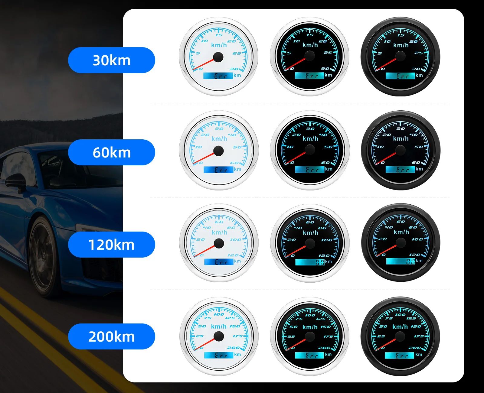 85mm samochód łódź motocyklowa wskaźnik prędkościomierz GPS 7 kolorów LED podświetlenie 60KMH 120KMH wodoodporny miernik wskaźnik prędkości z antena GPS