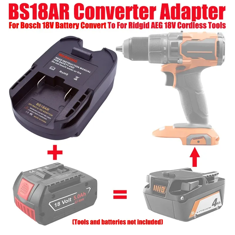 

ALASICKA BS18AR Battery Adapter for For Bosch 18V Li-ion Battery Convert To Work for RIDGID/AEG 18V Li-ion Battery Power Tools